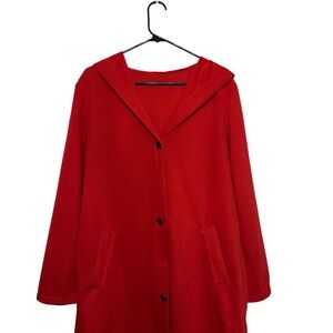 EUC Red Hooded Coat with Pockets